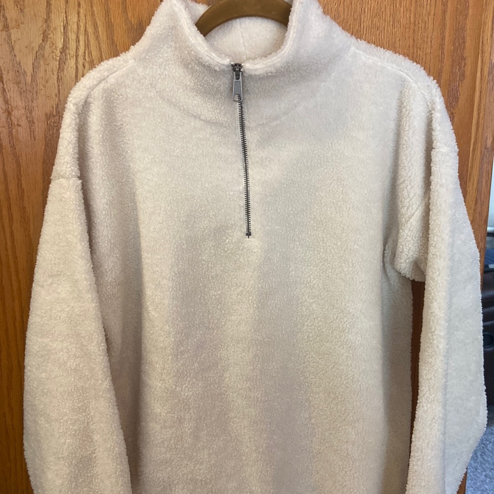 Loft Sherpa quarter zip pullover.  Winter white.  Womens size M